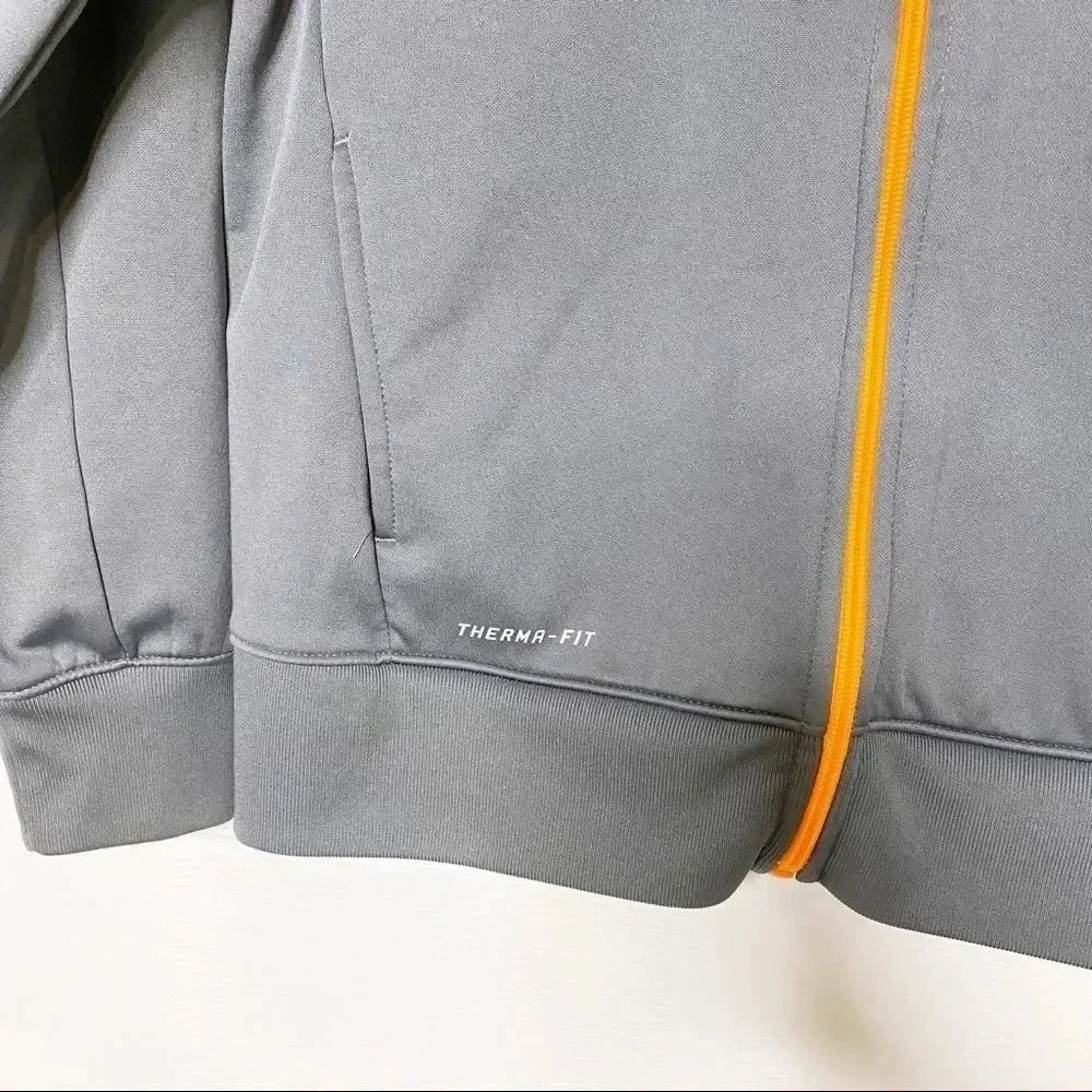 AIR JORDAN Large Youth Gray Orange Therma-Fit‎ Full Zip Hoodie